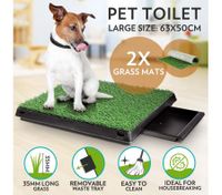 Dog Grass Toilet Indoor Pet Potty Training Pet Loo Tray Pee Pad 2 Mats Large