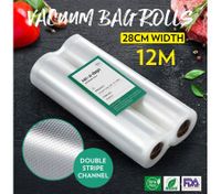 Vacuum Sealer Bags 2 Rolls 28cm*600cm Foodsaver Sous Vide Double-Sided Twill Bag for Vacuum Sealers