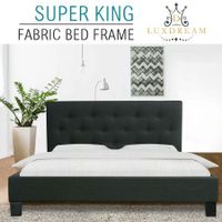 LUXDREAM  Charcoal Linen Bed Frame-Super King