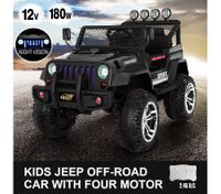 Kids Off Road Ride On Toy Electric Remote Control Truck Jeep w/Built-in Songs - Black