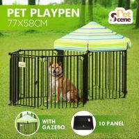 10 Panel Pet Dog Playpen Puppy Crate Exercise Cage Enclosure w/ Gazebo Cover