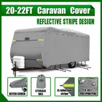 Heavy Duty 20-22ft Waterproof UV 4 Layer Caravan Cover w/Hitch Cover & Carry Bag