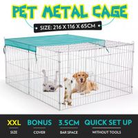 Cat Enclosure Pet Dog Playpen Rabbit Chicken Cage Puppy Fencing Pen Foldable Outdoor Indoor Portable Fabric Cover Metal 2.2M