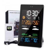 Weather Stations Wireless with Outdoor Sensor, 21 In 1 Weather Forecast Station, LCD Color Screen, Hygrometer Thermometer Temperature Display Alarm Clock with EN/DE/FR Instruction Manual
