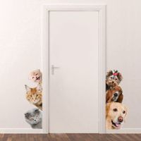 3D Wall Stickers Cats Dogs PVC Self Adhesive Removable DIY Decoration