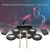 Roll-Up Silicon Drum Set Digital Electronic Drum Kit 7 Drum Pads with Drumsticks Foot Pedals for Beginners
