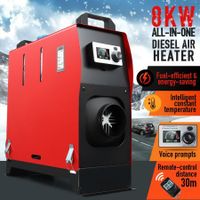 12V Diesel Air Heater All in One 8KW with LCD Intelligent Voice Remote Control Black and Red