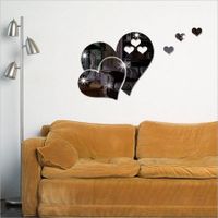 3D Mirror Love Hearts Wall Sticker Decal DIY Wall Stickers