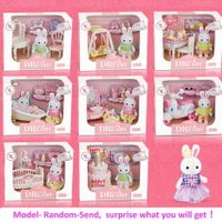 MINI Rabbit Home Feature Bedroom Playset Pretend Play Toy Gifts  Room Model- Random-Send size 19*10*14 cm