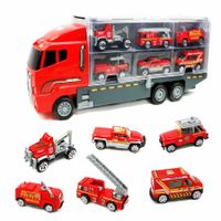 kids Toys, 6 in 1 Die-cast Fire Truck Mini Rescue Emergency Fire Cars Toy Trucks Car