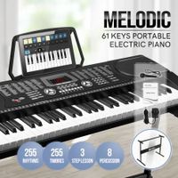 Melodic 61-Key Electronic Piano Keyboard LED 255 Timbres Rhythms Audio Input