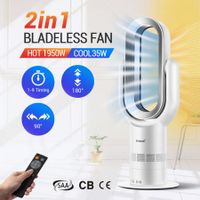 2 In 1 Bladeless Fan Oscillating Fan Heater Cooler Hot and Cold Fan with LED Screen and Remote Control
