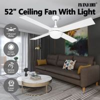 52 Inch Modern Ceiling Fan with LED Light Remote Control 4 Blades 3 Speed Timer White