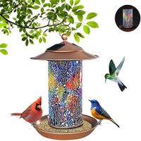Solar Bird Feeders for Garden Hanging Bird Feeder,Mosaic and Copper, Waterproof Yard Lantern Decoration for Cardinals Bird Feeder