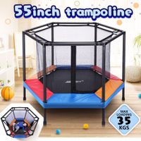 Genki 55 Inch Trampoline Rebounder Kids Safety Net Indoor Rebounding Jumping Pad Handle Outdoor