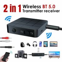 2 In 1 Bluetooth 5.0 Audio Transmitter Receiver 3.5mm Wireless Adapter Stereo Audio Dongle For TV Car /Home Speakers