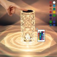 Night Light Crystal Table Lamp 16 Colors Color Changing Rose Lamp Bedroom Living Room Party Dinner Decoration Creative Lamp
