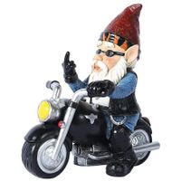Garden Gnome Patio Ornament Dwarves White Beard Old Ride Motorcycle Resin Craft Statue Home Decor