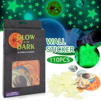 110 PCS Halloween Luminous Wall Stickers Fluorescent Solar System Stars Ceiling Decals for Home Solar System