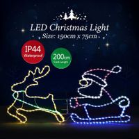 Christmas Light Santa Claus Sleigh Reindeer LED Strip Rope Xmas Decor Holiday Ornament Outdoor Indoor 150x75cm XL Size