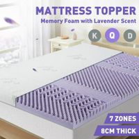 Queen Size Mattress Memory Foam Topper Bed Underlay Lavender Scent 8CM with Bamboo Cover
