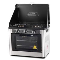 Portable Gas Oven and Stove - Silver and Black