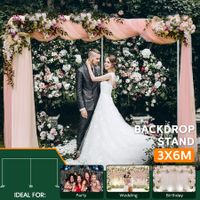 Wedding Backdrop Stand Party Photo Balloon Photography Frame Background Holder Decoration Galvanised Steel 3x6m White