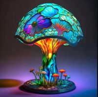 Mushroom Table Lamp,  Hight Stained Glass Plant Series Night Light for Bedroom Living Room Home Office