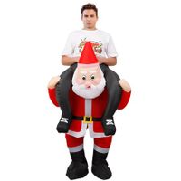 Inflatable Christmas Santa Claus Costume, Blow Up Ride On Me Shoulder Christmas Santa Claus Cosplay Suit for Youth, Adult(Santa),Suitable for Height 150-190 CM