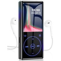 96GB MP3 Player with Bluetooth,Portable Lossless Sound Music Player with HD Speaker,2.4" Screen Voice Recorder,FM Radio,Touch Buttons,Support up to 64GB for Sport,Earphones Included