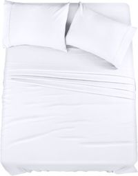 Bedding Sheets Set 4 Piece Bedding Brushed Microfiber  Shrinkage and Fade Resistant Easy Care (KING SIZE, White)