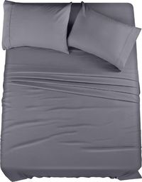 Bedding Sheets Set 4 Piece Bedding Brushed Microfiber  Shrinkage and Fade Resistant Easy Care (CALFORNIA KING SIZE, Grey)