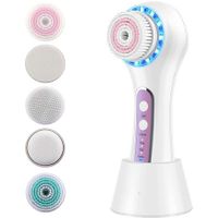 Facial Cleansing Brush Rechargeable Waterproof with 5 Brush Heads,Face Spin Brush for Exfoliating, Massaging and Deep Cleansing