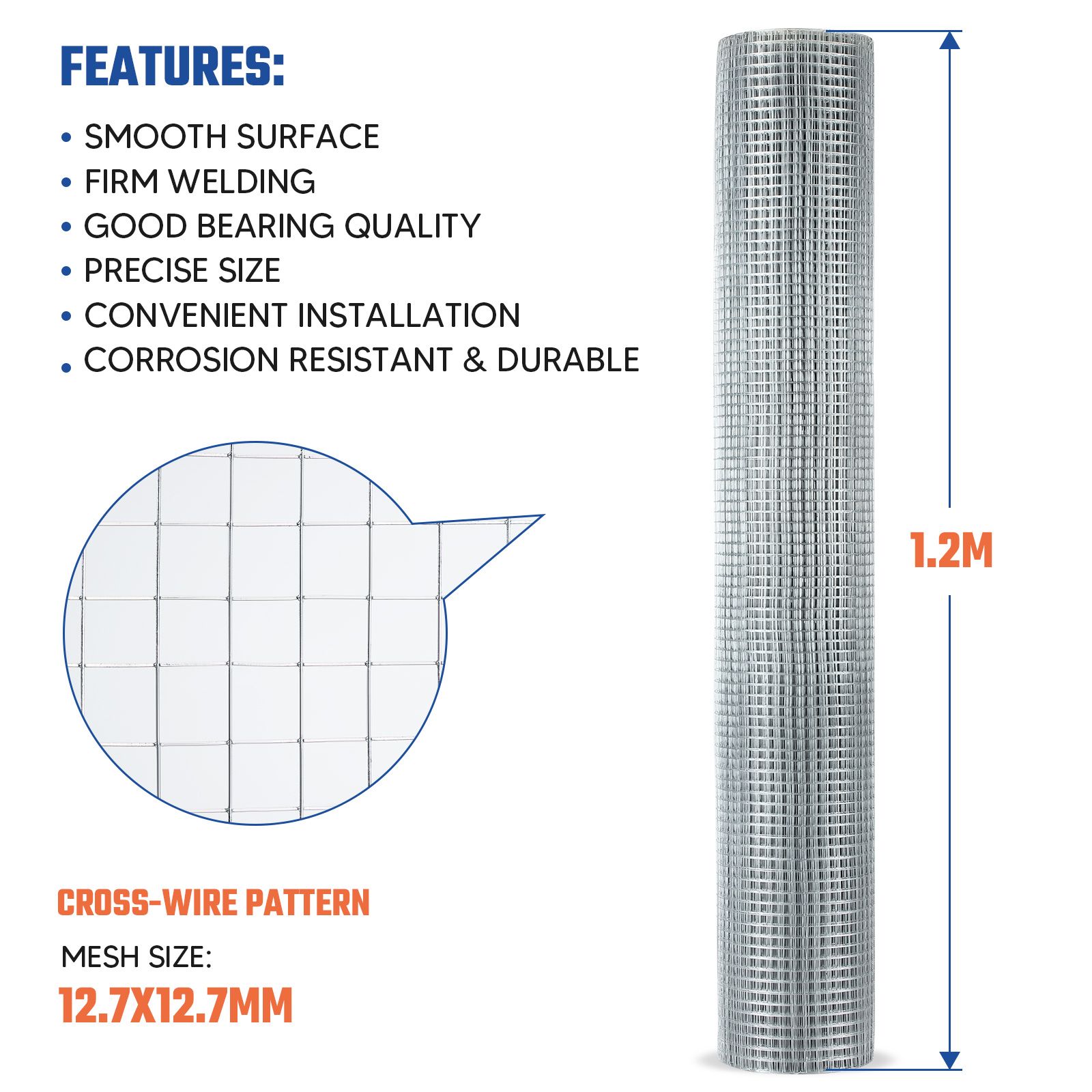 Hardware Cloth Galvanised Welded Wire Mesh Fence Roll Chicken Coop Rabbit Cage Gopher Tree Guard Barrier Enclosure Fencing 15mx1.2m
