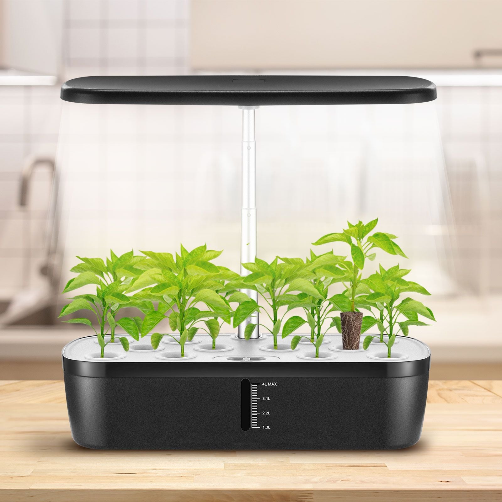 12 Pods Hydroponics Growing System Indoor Herb Garden Kit Plant Germination Full Spectrum 20W LED Light Smart Planter Water Pump 4L Tank