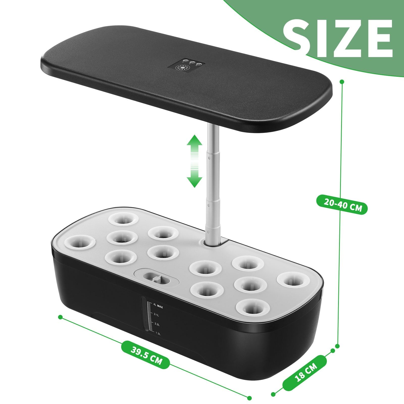 12 Pods Hydroponics Growing System Indoor Herb Garden Kit Plant Germination Full Spectrum 20W LED Light Smart Planter Water Pump 4L Tank
