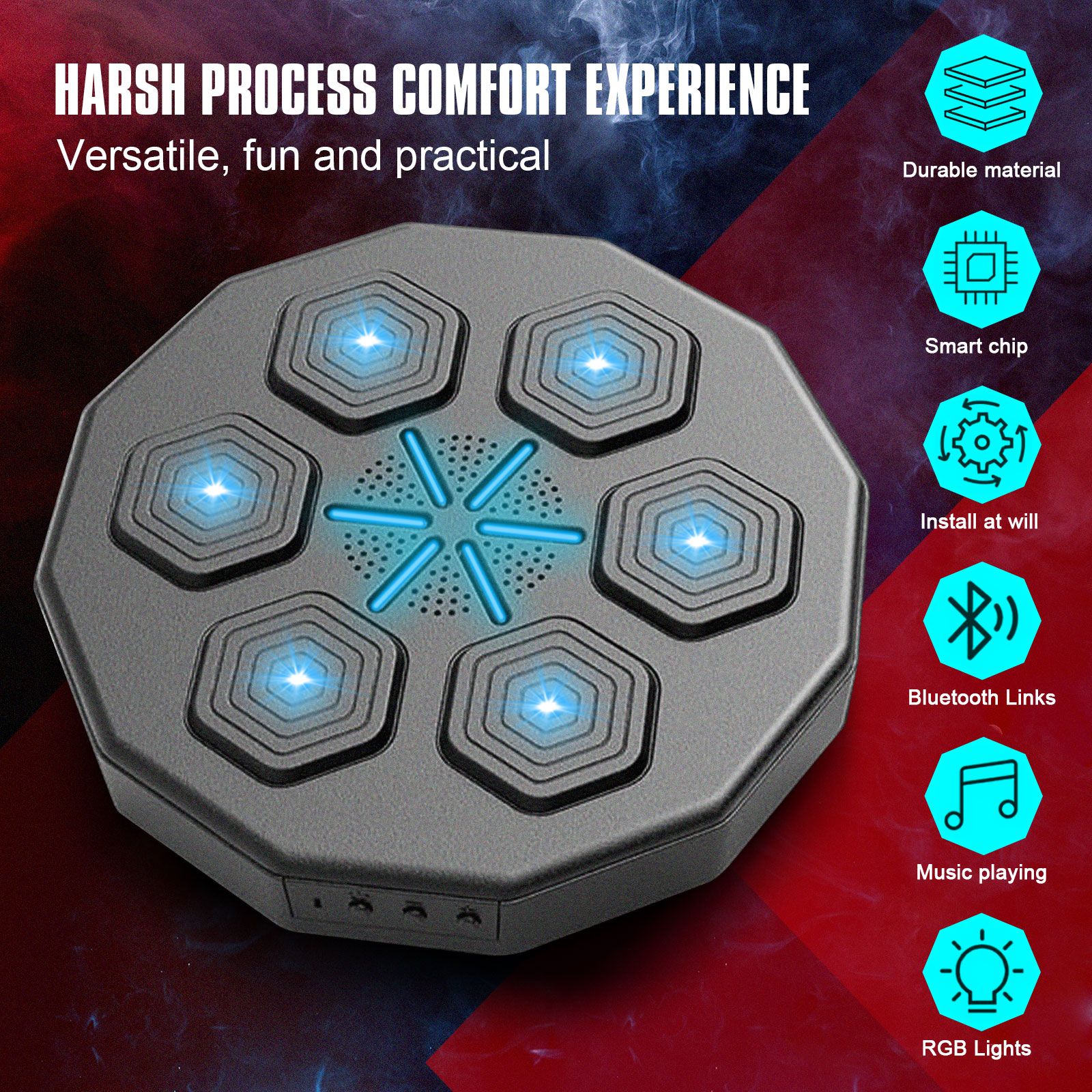 Smart Punching Boxing Pad Electronic Music Machine Home Training Wall Target Equipment Bluetooth Glove USB Charging