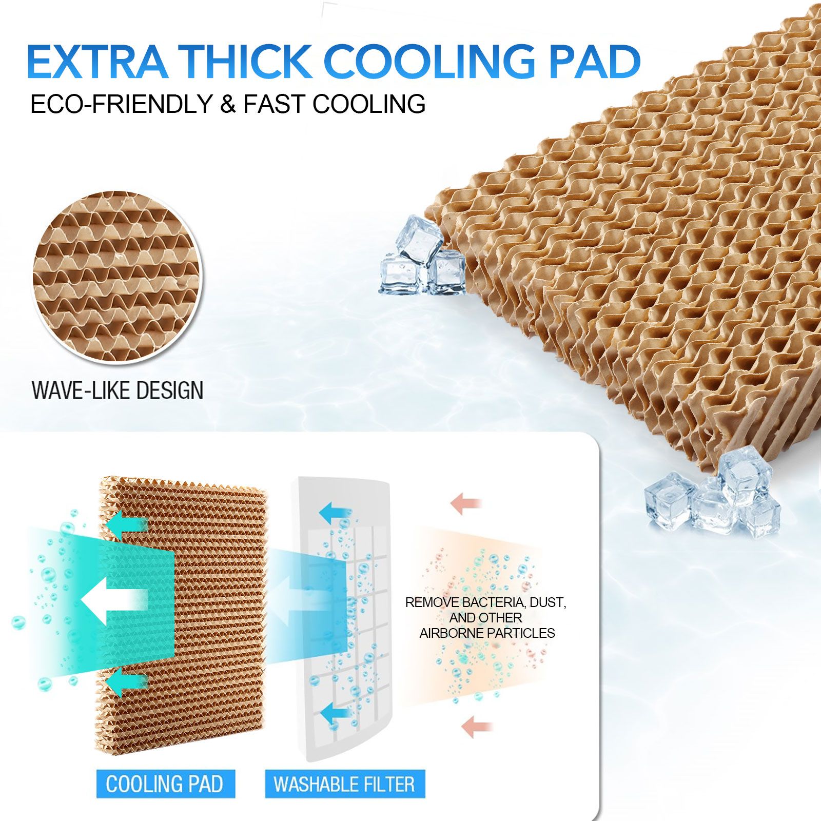 Maxkon 3 In 1 Evaporative Air Cooler Portable Cooling Fan Purifier Humidifier 36L Remote Control Swamp Home Commercial Industrial Ionizer Conditioner