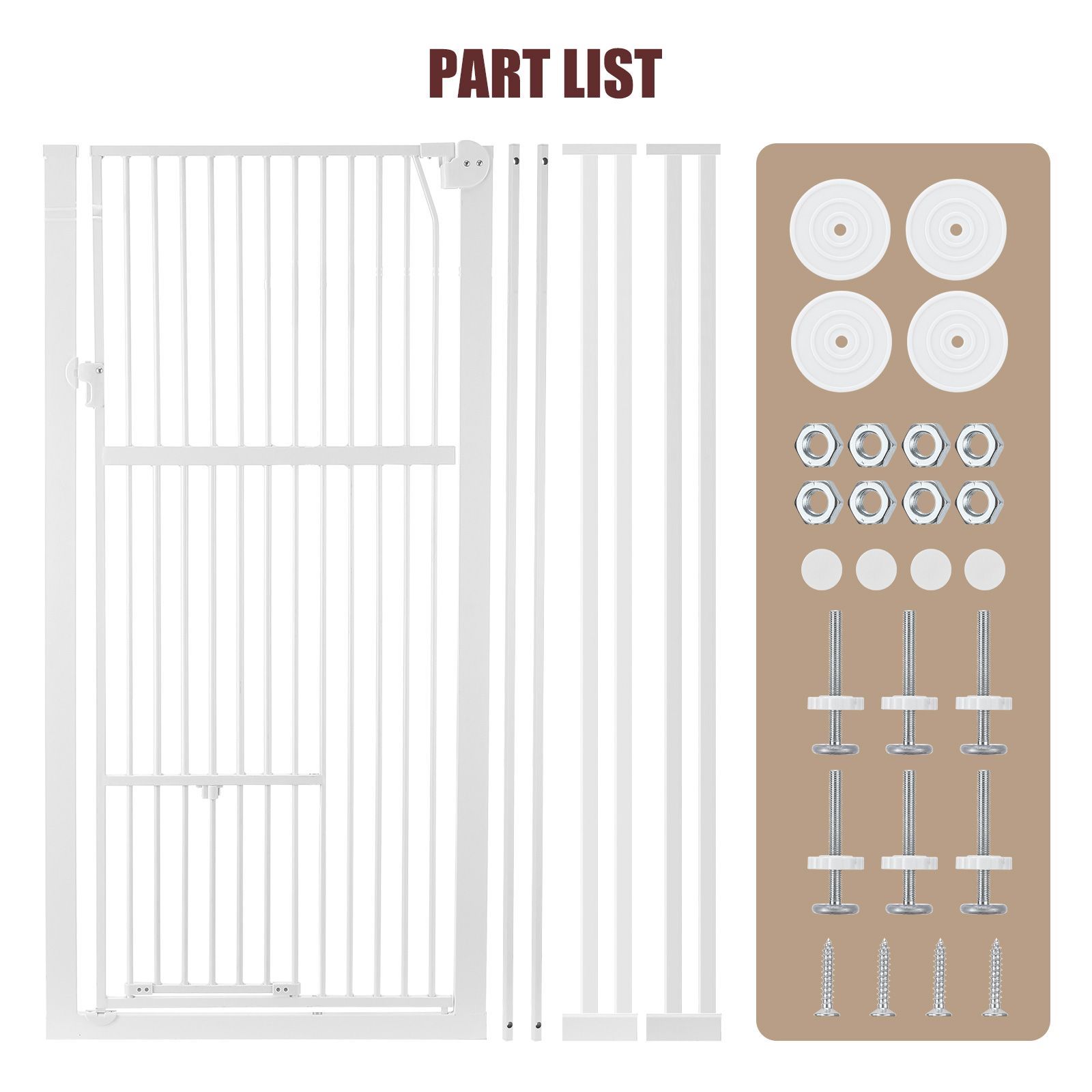 Safety Gate Pet Dog Cat Security Extra Tall Retractable Fence Enclosure Guard Kitchen Doorway Stairs Barrier with Walk Through Door 75 to 105cm White