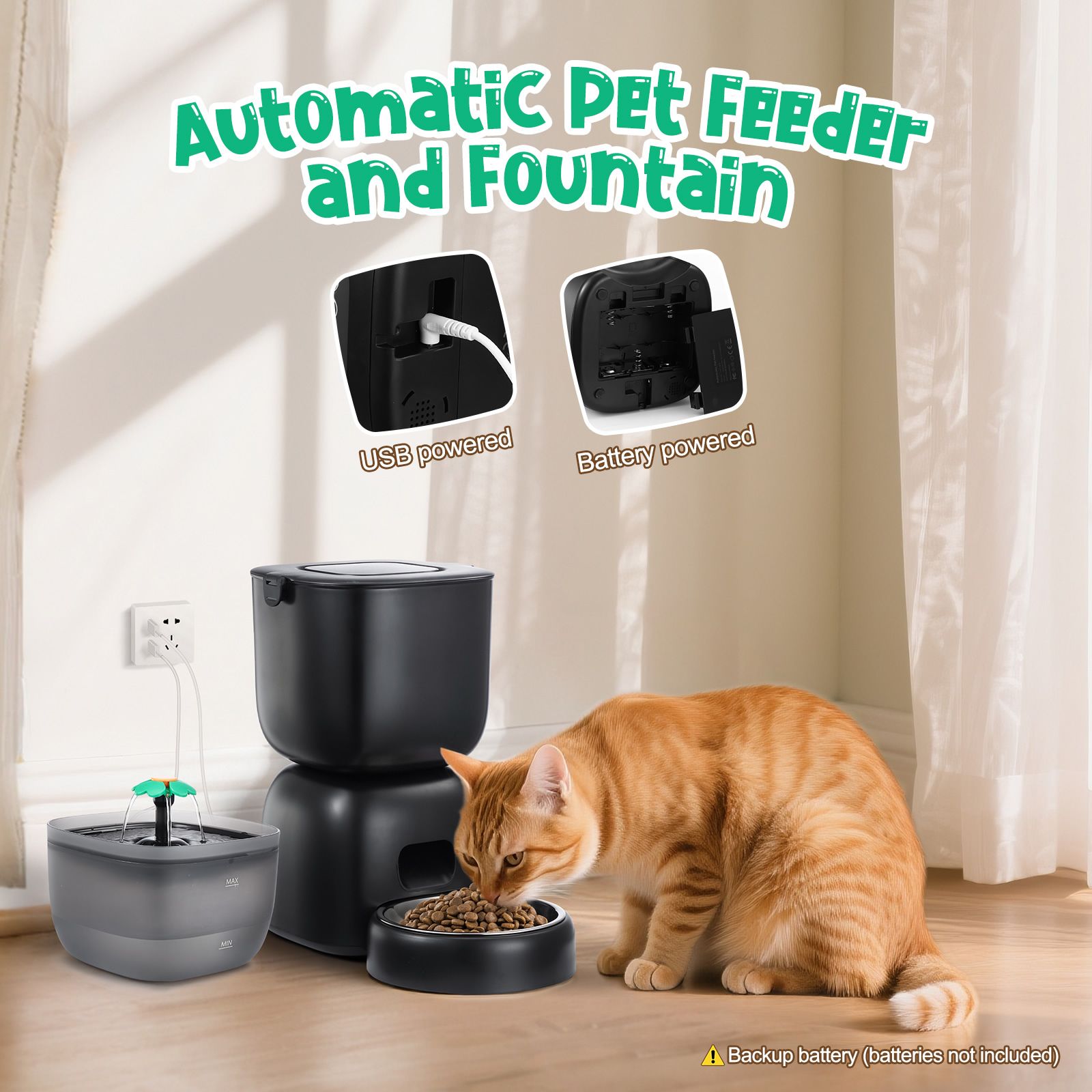 Auto Pet Cat Feeder 3L Food 2L Water Dispenser Dog Feeding Drinking Fountain Automatic Drinker Waterer Timed 10s Voice Recorder 4 Daily Meals Bowl