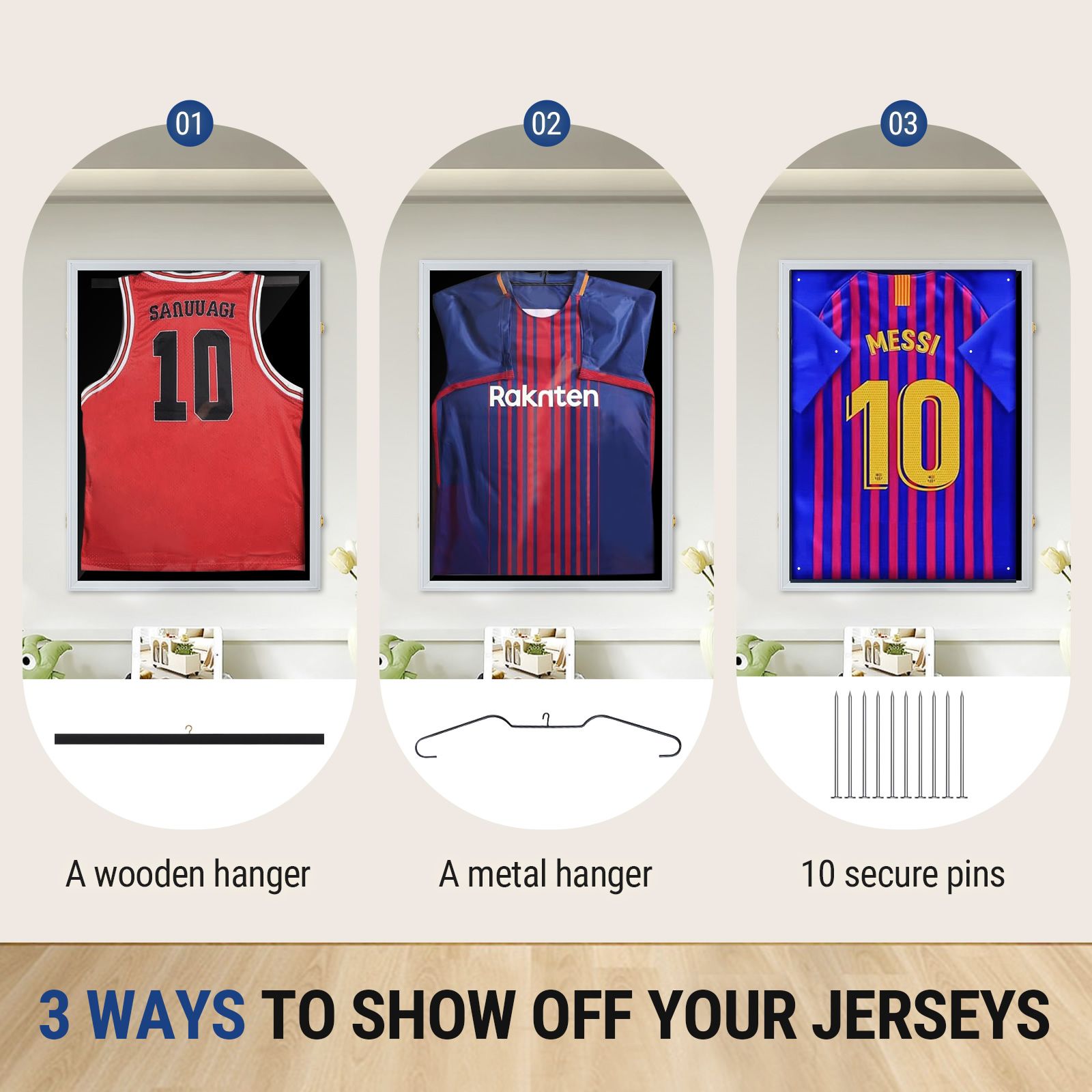 Jersey Display Case Frame Shadow Box Sports Memorabilia Wall Mounting Showcase Football Basketball Hockey Custom Shirt Framing Cabinet Hanger Lockable