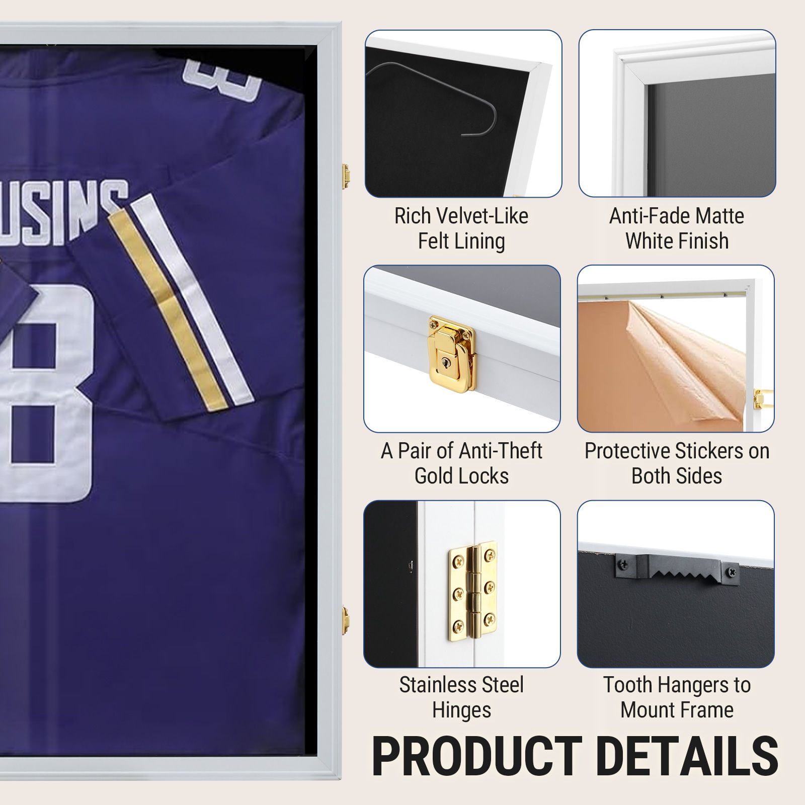 Jersey Display Case Frame Shadow Box Sports Memorabilia Wall Mounting Showcase Football Basketball Hockey Custom Shirt Framing Cabinet Hanger Lockable