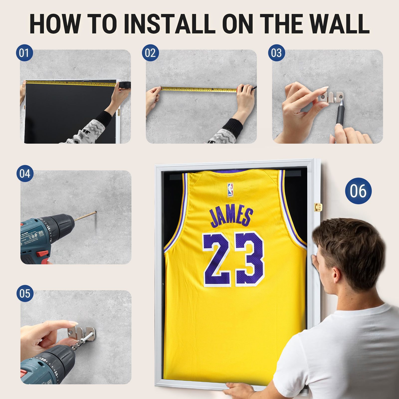 Jersey Display Case Frame Shadow Box Sports Memorabilia Wall Mounting Showcase Football Basketball Hockey Custom Shirt Framing Cabinet Hanger Lockable