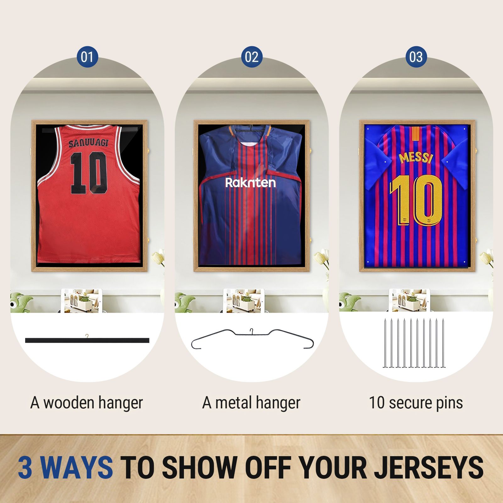 Jersey Shadow Box Frame Sports Memorabilia Display Case Wall Mounting Showcase Football Basketball Hockey Custom Shirt Framing Cabinet with Locks