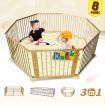 Kids Baby Toddler Deluxe Wooden Large 8 Panel Playpen Divider - Woodgrain