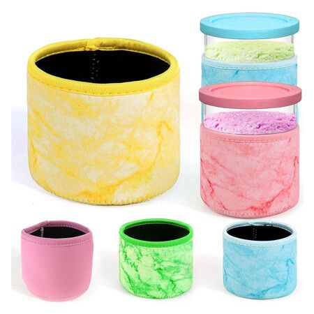 4 Pack Reusable Ice Cream Neoprene Sleeve Ninja Creami Deluxe Container Sleeves 24Oz Insulated Sleeves for NC501 NC500 Series