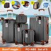 5 Piece Suitcases Luggage Set Carry On Checked Travel Case Cabin Hard Shell Trolley Travelling Bags Hand Baggage Lightweight TSA Lock Front Hook Covers