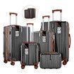 5 Piece Suitcases Luggage Set Carry On Checked Travel Case Cabin Hard Shell Trolley Travelling Bags Hand Baggage Lightweight TSA Lock Front Hook Covers