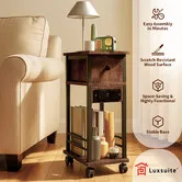 Mobile Sofa Bed Side Table Charging Station Narrow End Hall Entry Lamp Laptop Desk Coffee Couch Nightstand Storage Shelf Living Room Bedroom Furniture