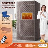 Far Infrared Sauna Tent Foldable Home Dry Heating Spa Box Portable Room Relax with Heated Foot Pad & Foldable Chair Remote Control Indoor 90x90x180cm